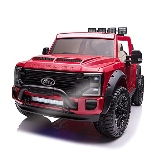 2024 Ford F450 Two (2) Seater 24V Ride On Kids Car Truck w/Remote | Large 24V Battery Licensed Kid Car to Drive 3 Speeds, Leather Seat, MP3 Music by Bluetooth, FM Radio, Rubber Tires