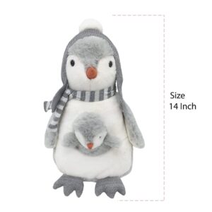 MON AMI Pebble The Penguin Stuffed Animal with Baby 14”, Soft & Cuddly Plush Penguin, Use as Toy/Nursery Room Décor, Great Gift for Kids of All Ages