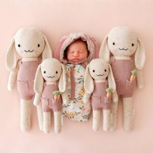 cuddle + kind Harper The Bunny Little 13" Hand-Knit Doll – 1 Doll = 10 Meals, Fair Trade, Heirloom Quality, Handcrafted in Peru, 100% Cotton Yarn