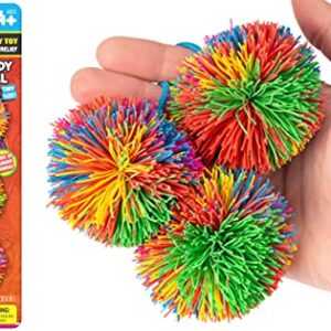 JA-RU Mini Bandy Ball Set (1 Pack 3 Total) Rubber String Stress Balls Soft Spike Balls Sensory Fidget Toys Pack Rainbow Bouncy Pom Ball Stress Relief Sensory Toy Party Favors Stuffers Gifts.1072-1