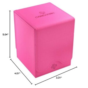 Gamegenic Squire 100+ XL Convertible Deck Box | Card Storage Box with Removable Cover Clips | Holds 100 Double-Sleeved Cards in Extra Thick Inner Card Sleeves | Pink Color | Made (GGS20103ML)