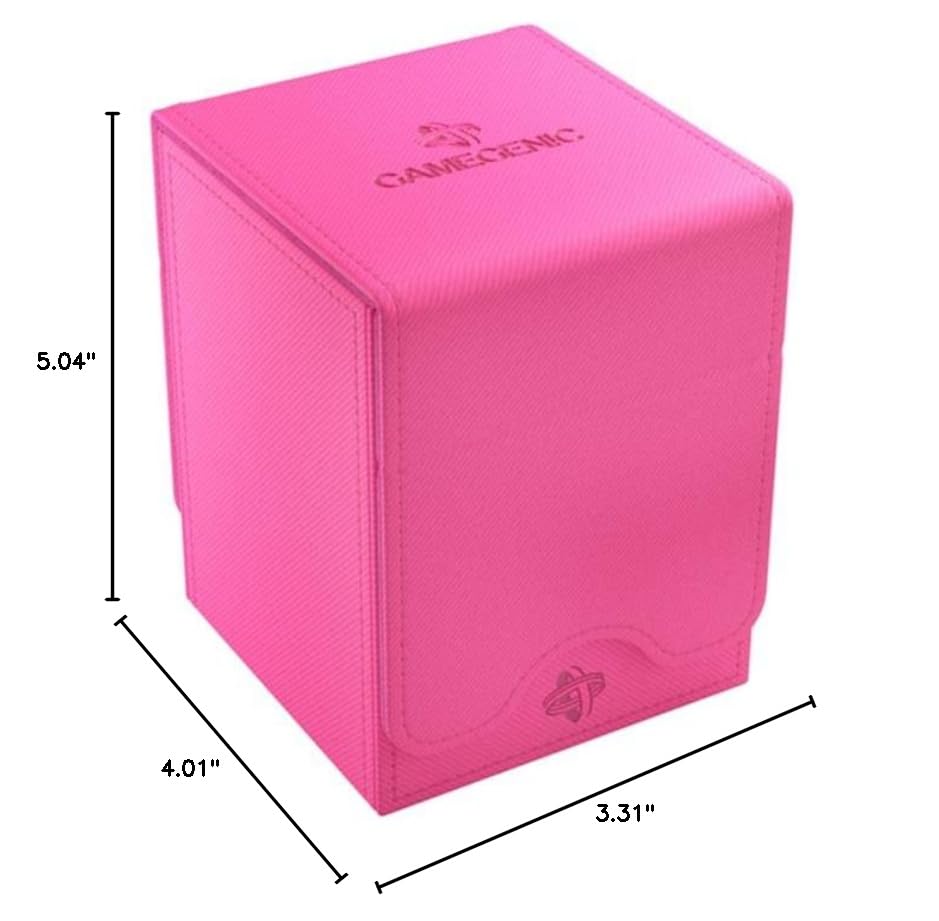 Gamegenic Squire 100+ XL Convertible Deck Box | Card Storage Box with Removable Cover Clips | Holds 100 Double-Sleeved Cards in Extra Thick Inner Card Sleeves | Pink Color | Made (GGS20103ML)