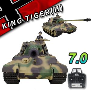 Ssccgym Remote Control Tank 3888A German Tiger King Heavy RC Battle War Military Vehicle Metal Steel Wave Box Simulation Smoke Shooting Sound Effect Collection Model (Upgraded version)