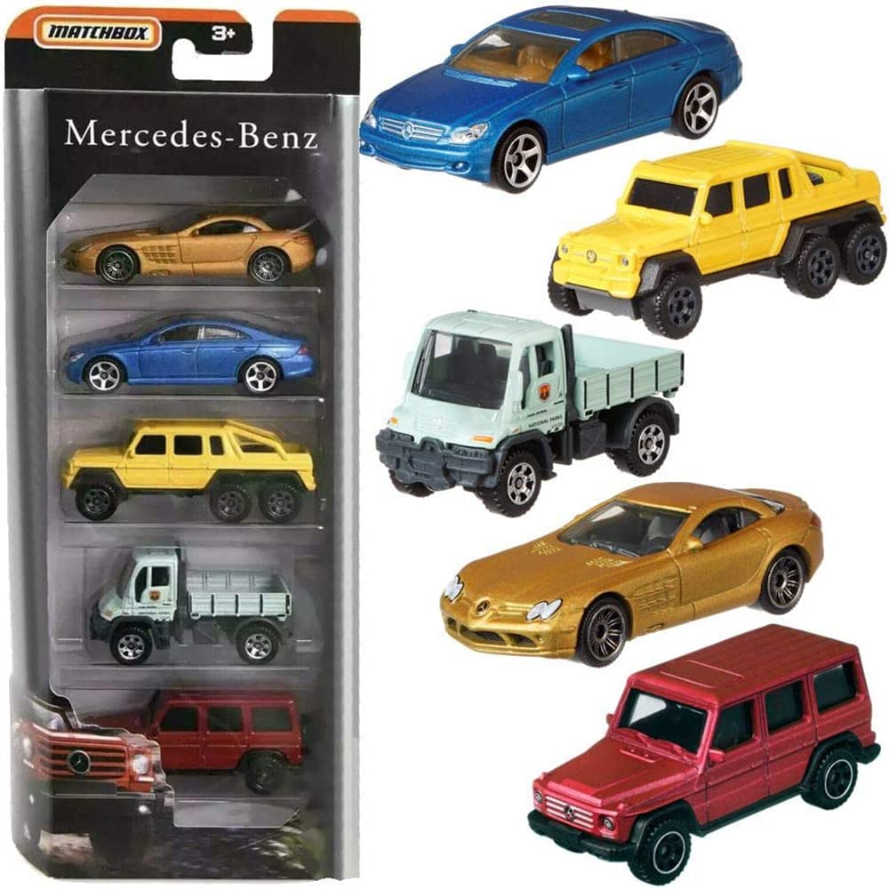 Matchbox Die-Cast Vehicle 5 Pack - Inspired by Mercedes-Benz ~ 5 Classic Styles and Colors