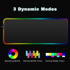 Personalized RGB LED Gaming Mouse Pad Make Your Own Customized Large Gaming Mousepad Custom Mouse Mat for Office Dorm Personalised Gifts Presents for Gaming Lovers, 35.4x15.7in