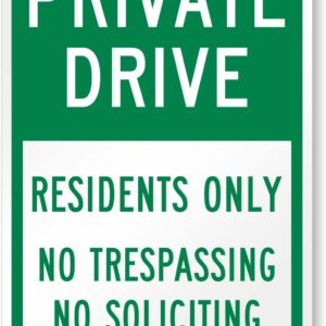 SmartSign 18 x 12 inch “Private Drive - Residents Only, No Trespassing, No Soliciting” Metal Sign, 63 mil Aluminum, 3M Laminated Engineer Grade Reflective Material, Green and White, Made in USA