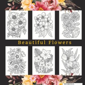 Large Print - Flower Coloring Book: 50 Simple and Bold Relaxing Designs for Adults