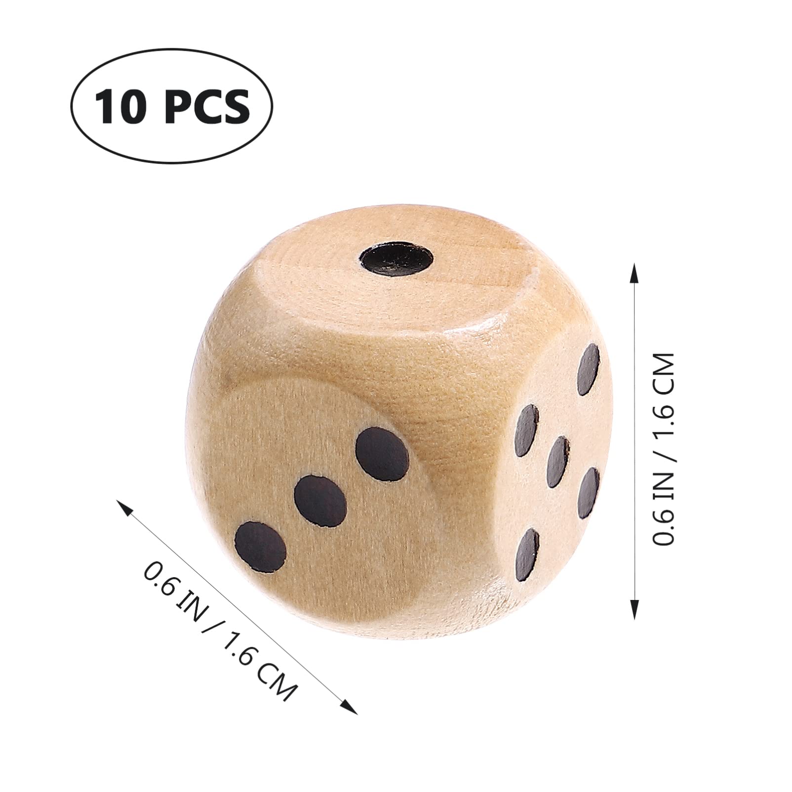 Toddmomy Wooden 6 Sided Dice Game Dice 10Pcs Wooden Dice 16mm Dice with Numbers 1- 6 Wooden Dice Set Party Favors for Table Games