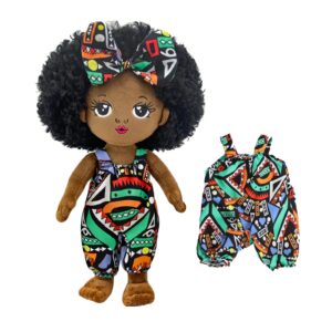 JUSTQUNSEEN Black Baby Dolls African American Doll Black Dolls 12'', Baby Dolls for 3 Year Old Girls,Soft Doll for Girls Stuffed Plush Doll for Girl