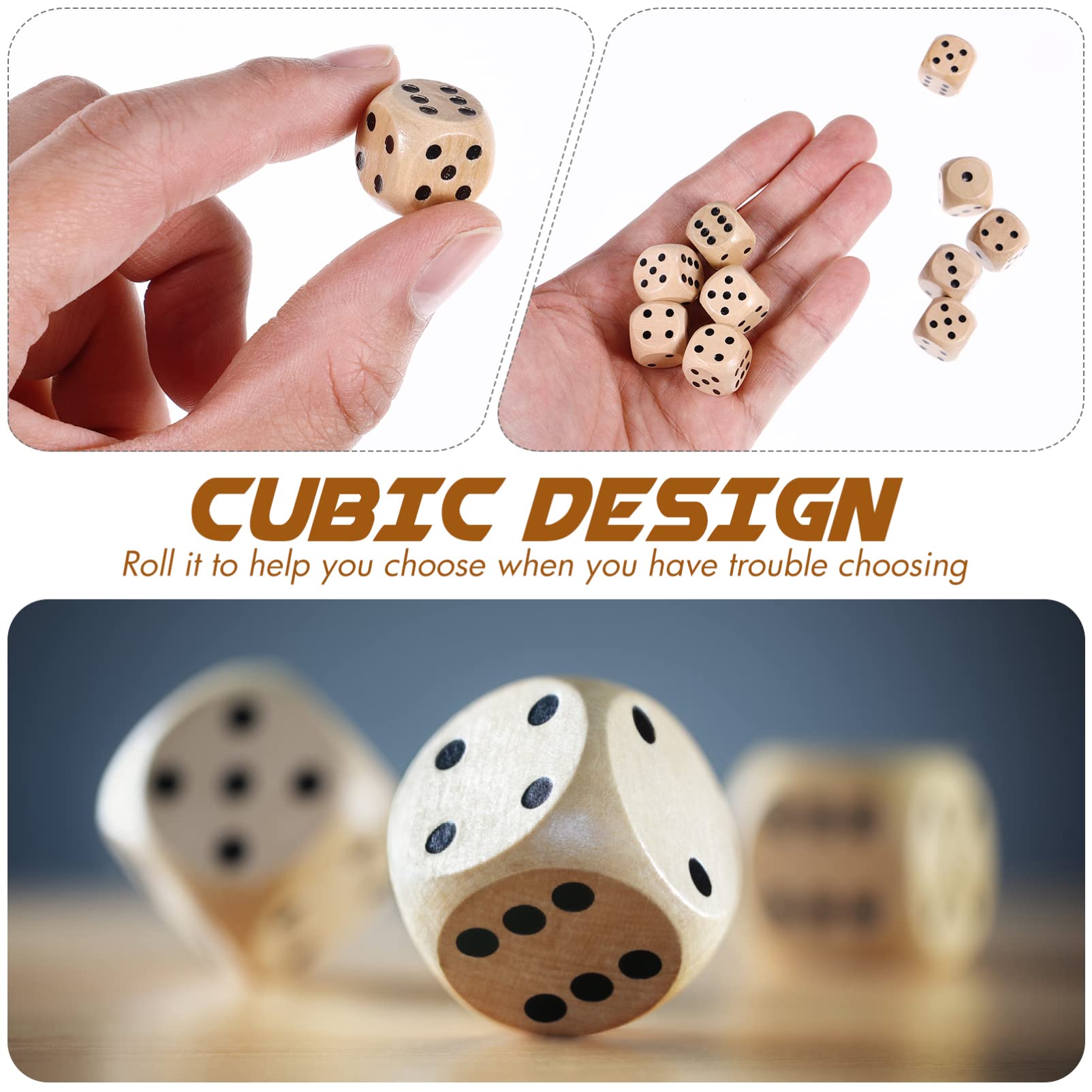 Toddmomy Wooden 6 Sided Dice Game Dice 10Pcs Wooden Dice 16mm Dice with Numbers 1- 6 Wooden Dice Set Party Favors for Table Games