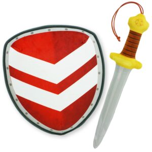 FancyOh! Little Knights Sword and Shield Playset - Safe Plush Soft Pretend Play Weapons - Gifts for Toddlers Kids - Red