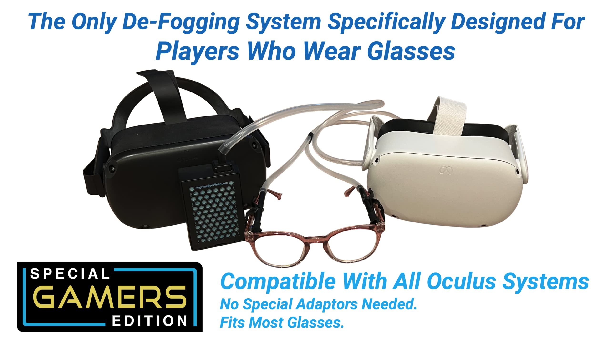 Eliminate Lens Fogging Wearing Glasses with Oculus Headset. Works with All Oculus Models and Other VR Headsets. No Additional Hardware Needed.