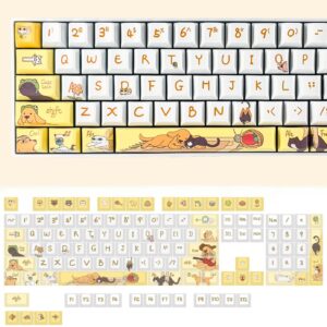 POPKEEY Dog Cat Pets Keycaps for Cherry MX Switches Cute Japanese Anime Mechanical Gaming Keyboard, PBT Key Caps Set