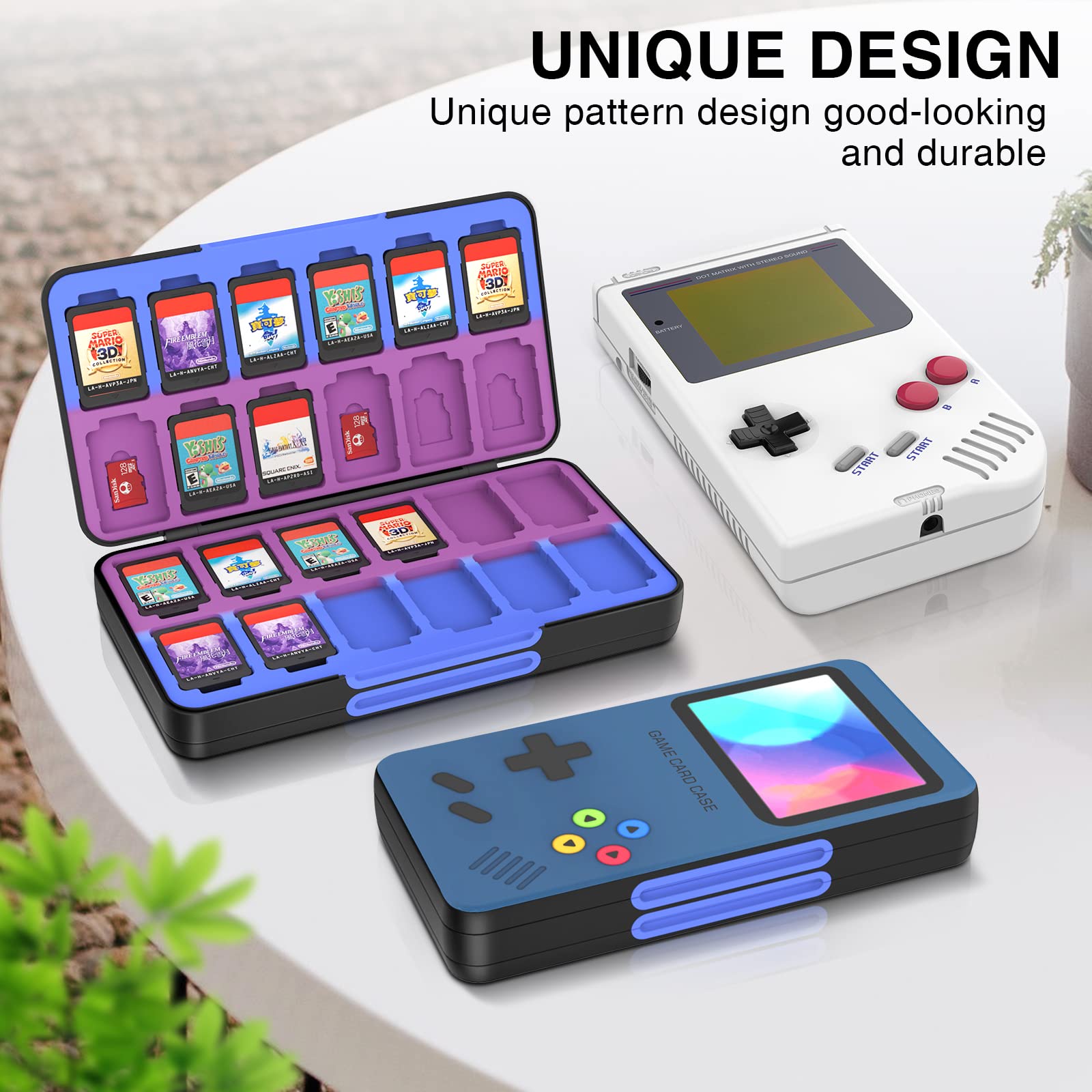 THELIFELICIOUS Switch Game Card Case for Nintendo Switch/Switch OLED/Switch Lite, Gradient Color Lining Games Card Holder with 48 Game Card Slots & 24 Micro SD Card Slots.