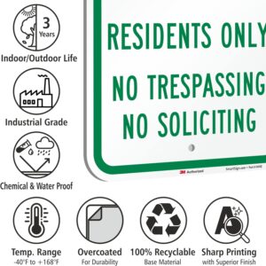 SmartSign 18 x 12 inch “Private Drive - Residents Only, No Trespassing, No Soliciting” Metal Sign, 63 mil Aluminum, 3M Laminated Engineer Grade Reflective Material, Green and White, Made in USA