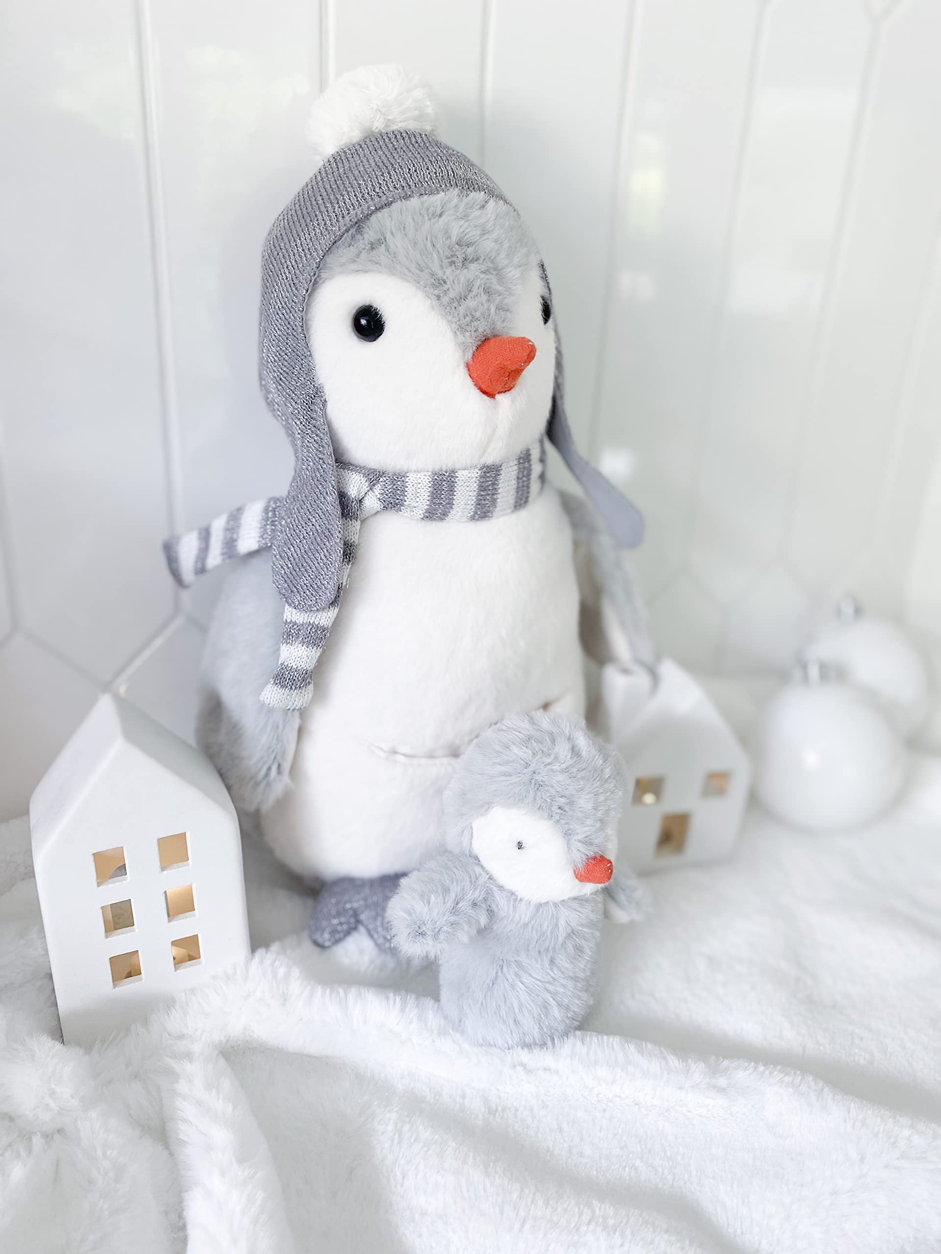 MON AMI Pebble The Penguin Stuffed Animal with Baby 14”, Soft & Cuddly Plush Penguin, Use as Toy/Nursery Room Décor, Great Gift for Kids of All Ages