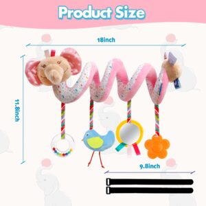 Baby Car Seat Toys Activity Stroller Toy for Boys Girls 0 3 6 9 10 12 Months, Spiral Hanging Plush Toys,Baby Shower Thank You Gifts