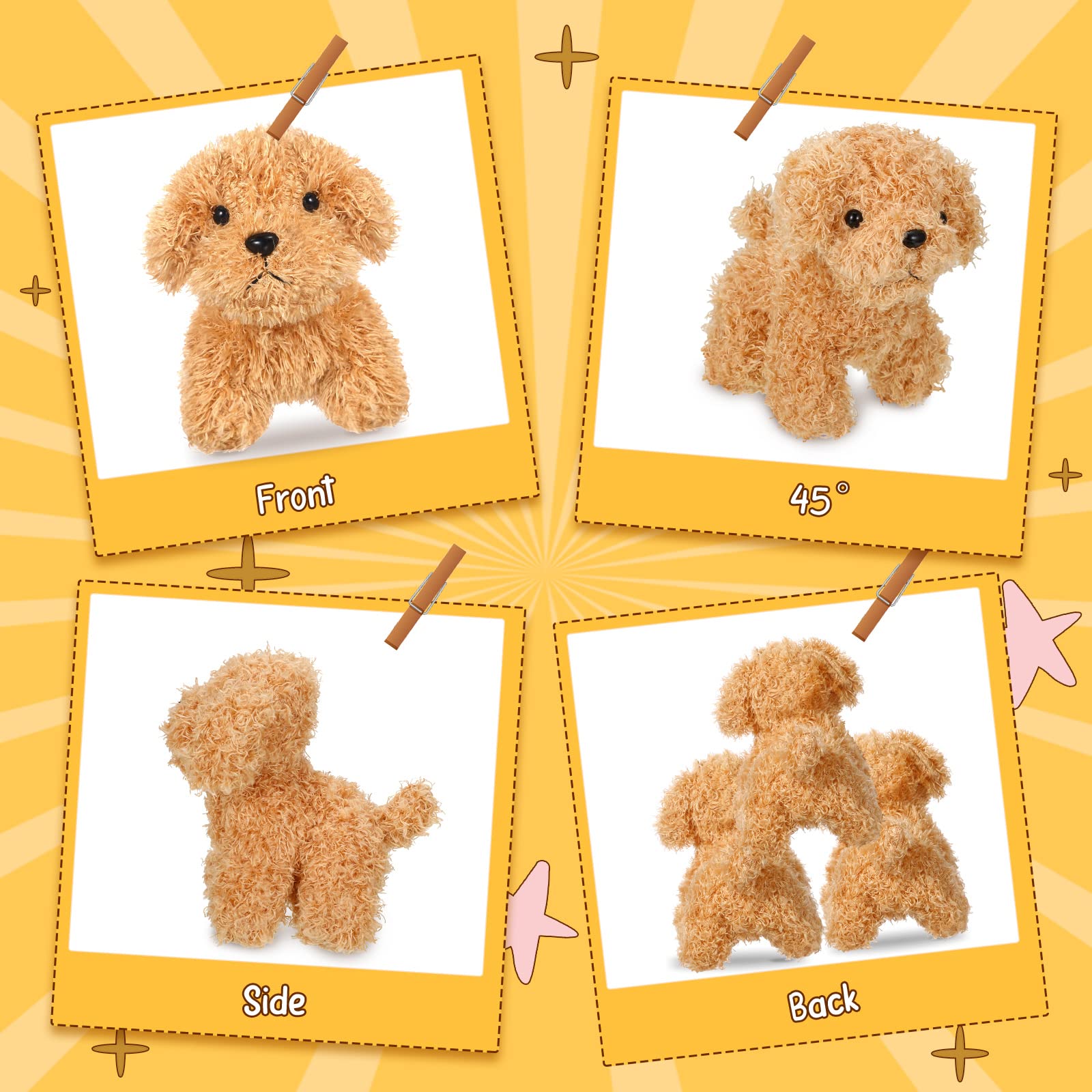 HyDren 30 Pcs Puppy Dogs Stuffed Animals Bulk Mini Dog Plush Soft Puppy Fluffy Stuffed Animal Dog for Kids Baby Girls Boys Birthday Gifts(Light Brown)