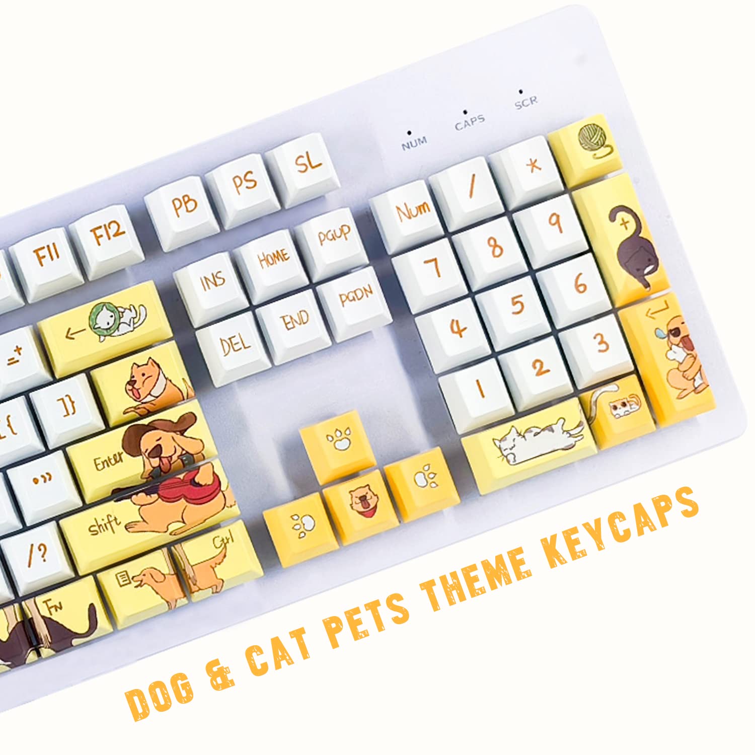 POPKEEY Dog Cat Pets Keycaps for Cherry MX Switches Cute Japanese Anime Mechanical Gaming Keyboard, PBT Key Caps Set