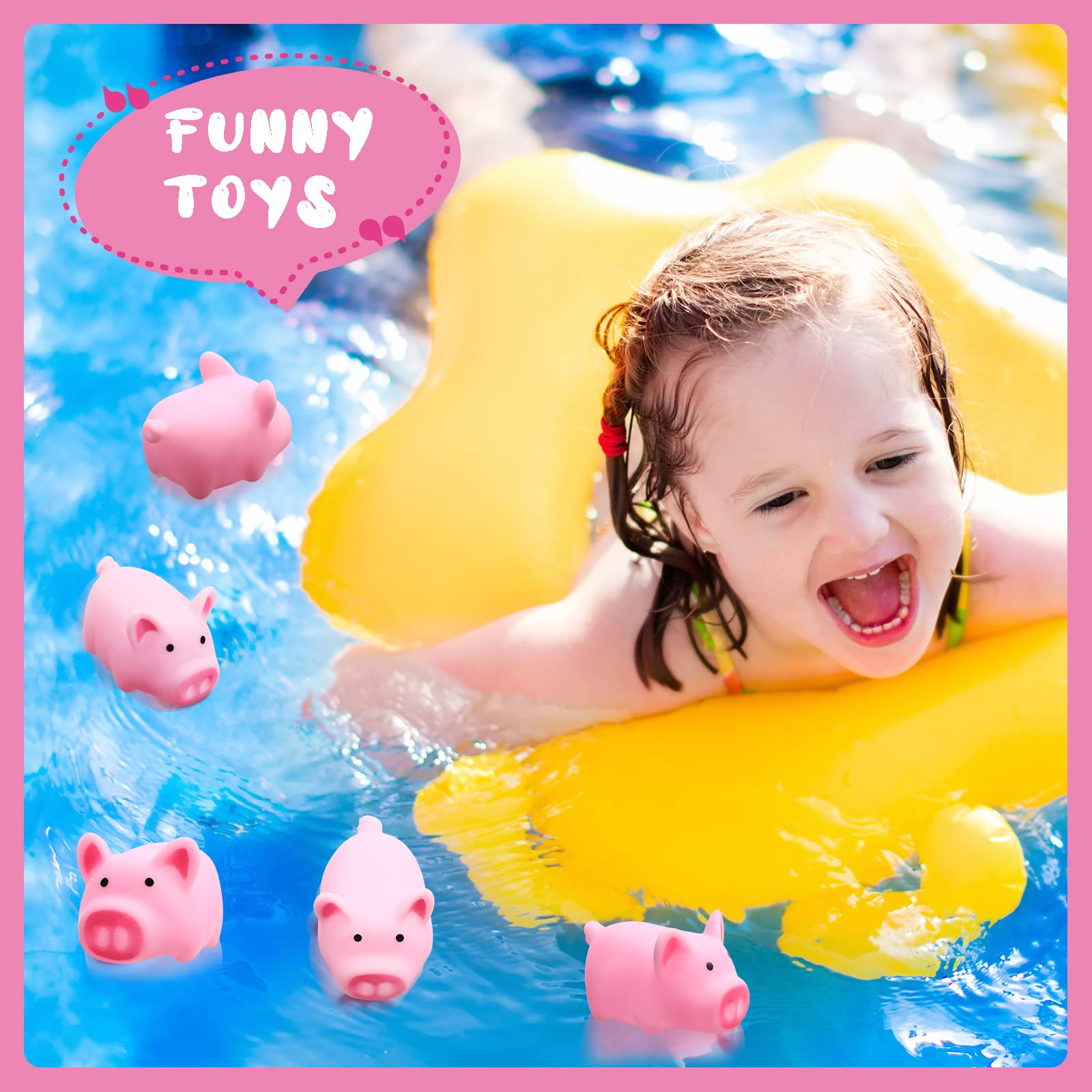 200 Pcs Rubber Pig Bath Toy Bulk Tiny Pig Toys Float and Squeak Pig Toy Pink Piggy Bathtub Toys for Baby Shower Halloween Christmas Birthday Party Supplies, 2.25 x 1.5 x 1.5 Inch