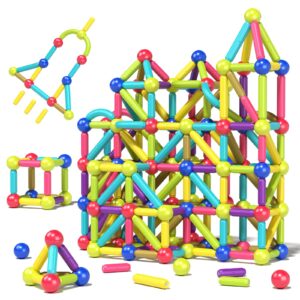 Asago Magnetic Building Toys for Kids, 88pcs Magnetic Tiles Toddler Toys, Magnet Blocks Sticks & Ball Creativity Game, STEM Brain Development Kit for Preschool Girls,Boys Ideal Gift Set