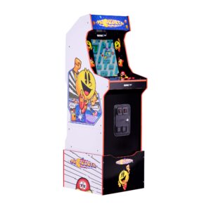 arcade1up pacmania bandai legacy edition with riser & light-up marquee arcade cabinet