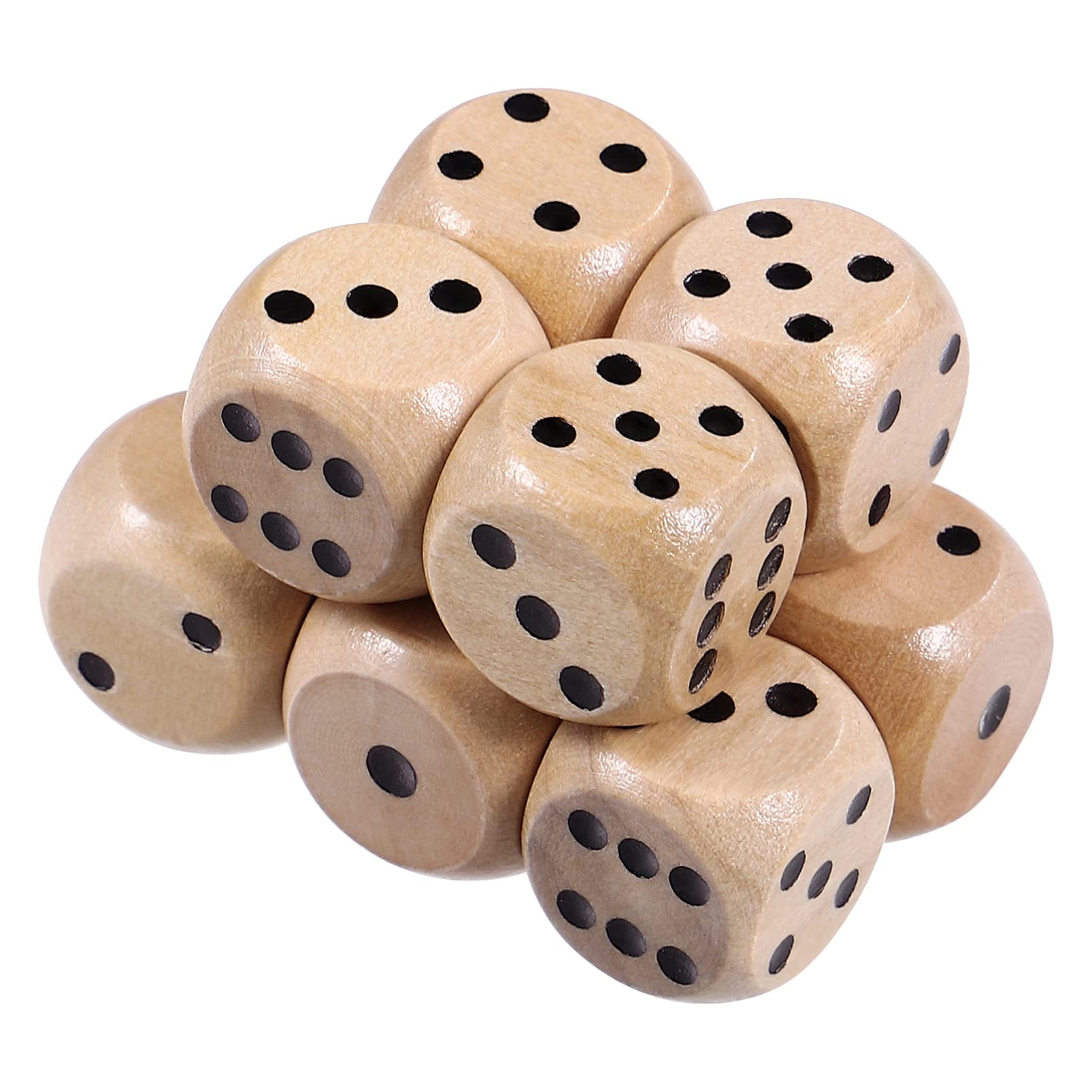 Toddmomy Wooden 6 Sided Dice Game Dice 10Pcs Wooden Dice 16mm Dice with Numbers 1- 6 Wooden Dice Set Party Favors for Table Games