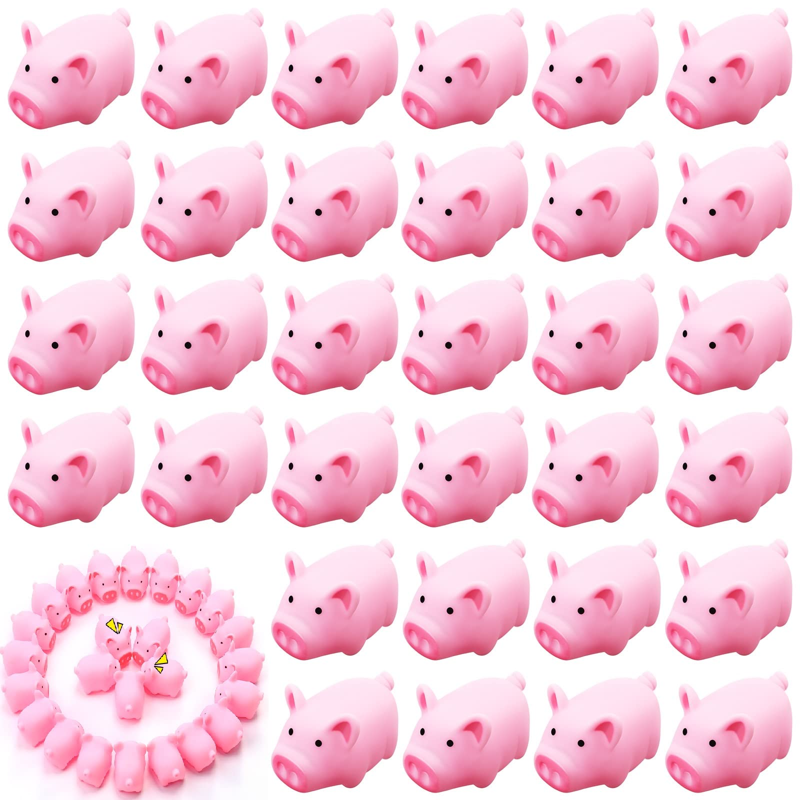 200 Pcs Rubber Pig Bath Toy Bulk Tiny Pig Toys Float and Squeak Pig Toy Pink Piggy Bathtub Toys for Baby Shower Halloween Christmas Birthday Party Supplies, 2.25 x 1.5 x 1.5 Inch