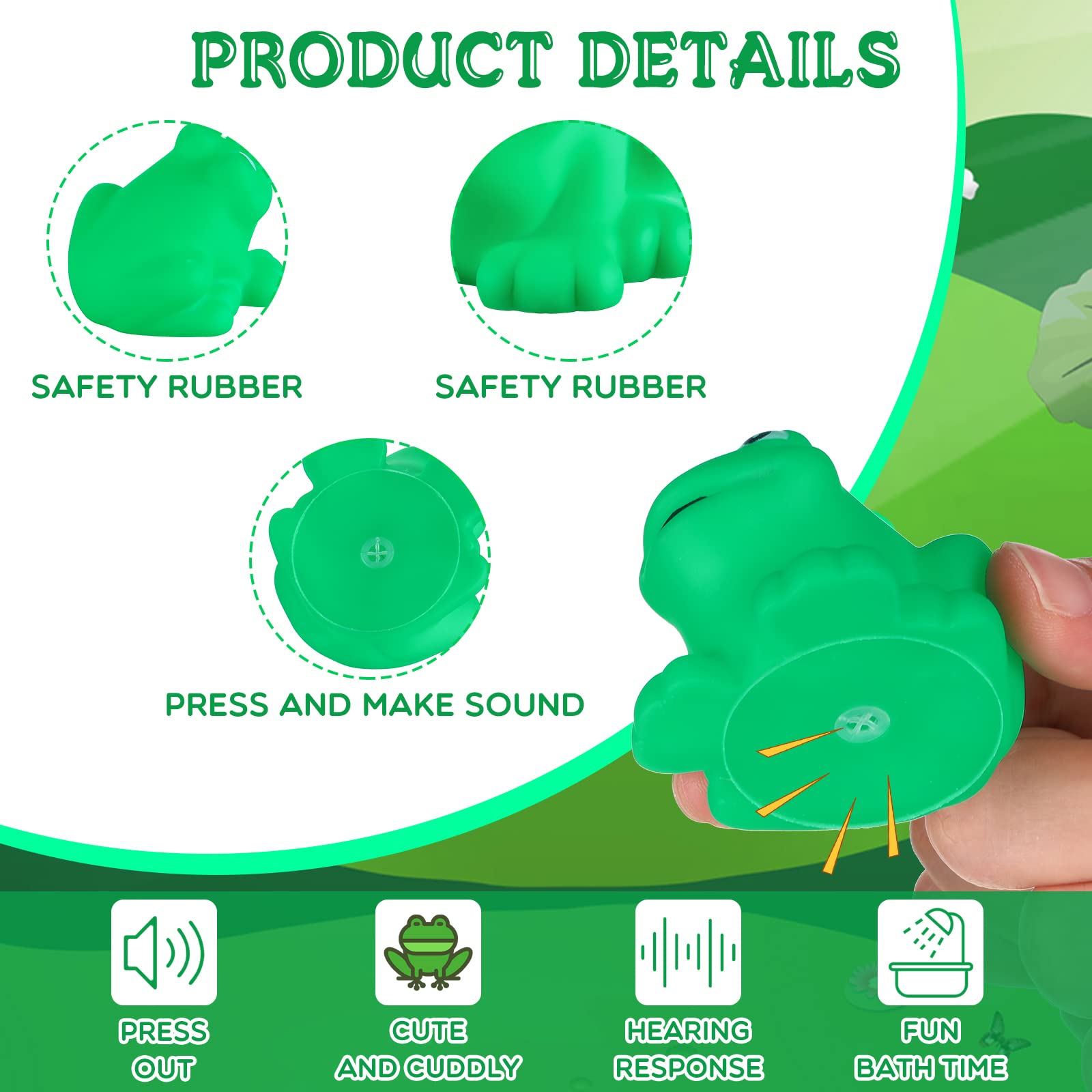 Zubebe Rubber Frogs Squeak and Floating Frog Sea Turtle Rubber Bath Toy Baby Shower Swimming Bathtub Toys for Shower Frogs Bathtub Birthday Party Decoration Boys Girls Bath Toys (Frog, 24)