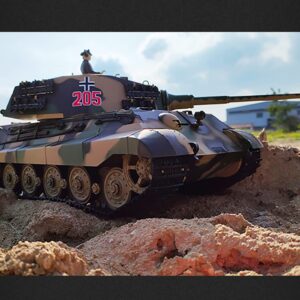 Ssccgym Remote Control Tank 3888A German Tiger King Heavy RC Battle War Military Vehicle Metal Steel Wave Box Simulation Smoke Shooting Sound Effect Collection Model (Upgraded version)