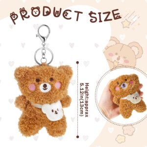 Henoyso 6 Pcs Plush Bear Keychain for Backpacks Aesthetic Stuffed Animal Keyring Pendant Mini Fluffy Cute Keychain Bear Backpack Charms Kawaii Keychain Plush for Birthday Gifts Party Favors, 2 Colors