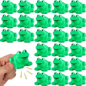 zubebe rubber frogs squeak and floating frog sea turtle rubber bath toy baby shower swimming bathtub toys for shower frogs bathtub birthday party decoration boys girls bath toys (frog, 24)