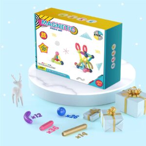 Asago Magnetic Building Toys for Kids, 88pcs Magnetic Tiles Toddler Toys, Magnet Blocks Sticks & Ball Creativity Game, STEM Brain Development Kit for Preschool Girls,Boys Ideal Gift Set