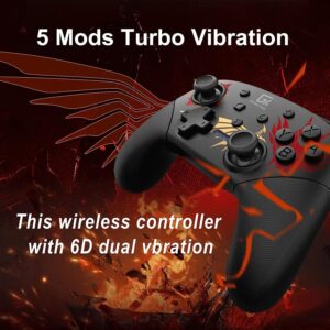 GAME'NIR WING PATTERN Wireless Switch Controller Support NFC Amiibo, Ergonomic Switch Pro Controller for Switch/Switch Lite/Switch OLED with Dual Motor, Gyro Axis, Turbo Function, 5 Level Vibration