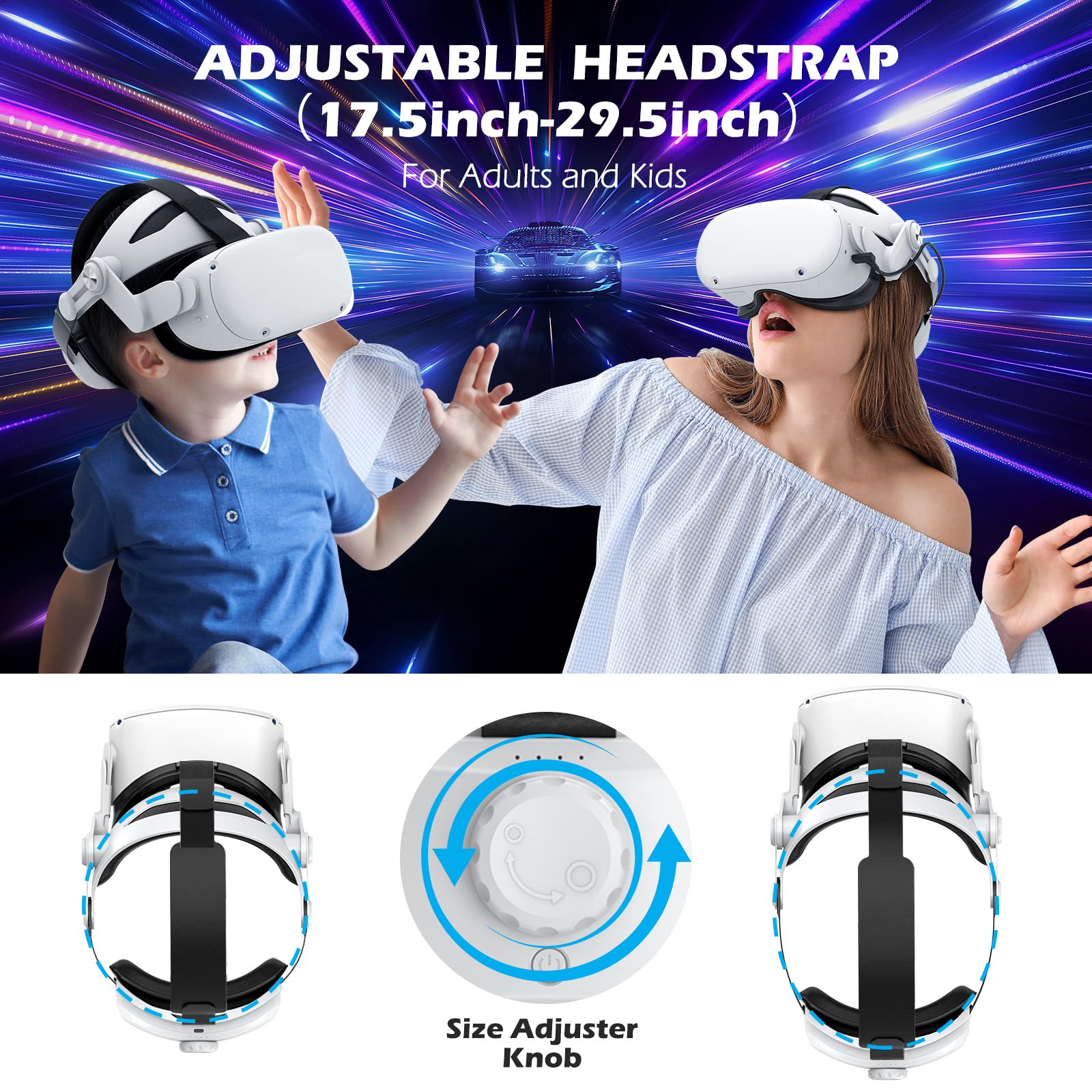 Battery Head Strap for Quest 2 - YOGES Rechargable Adjustable Headstrap to Extend Playtime and Comfort for VR Headset, Super Soft Foam and Skin-Friendly PU Quest 2 Accessories, White