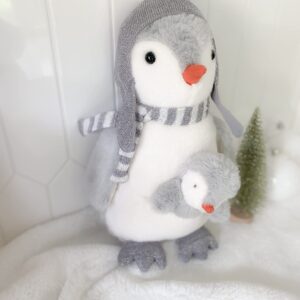 MON AMI Pebble The Penguin Stuffed Animal with Baby 14”, Soft & Cuddly Plush Penguin, Use as Toy/Nursery Room Décor, Great Gift for Kids of All Ages