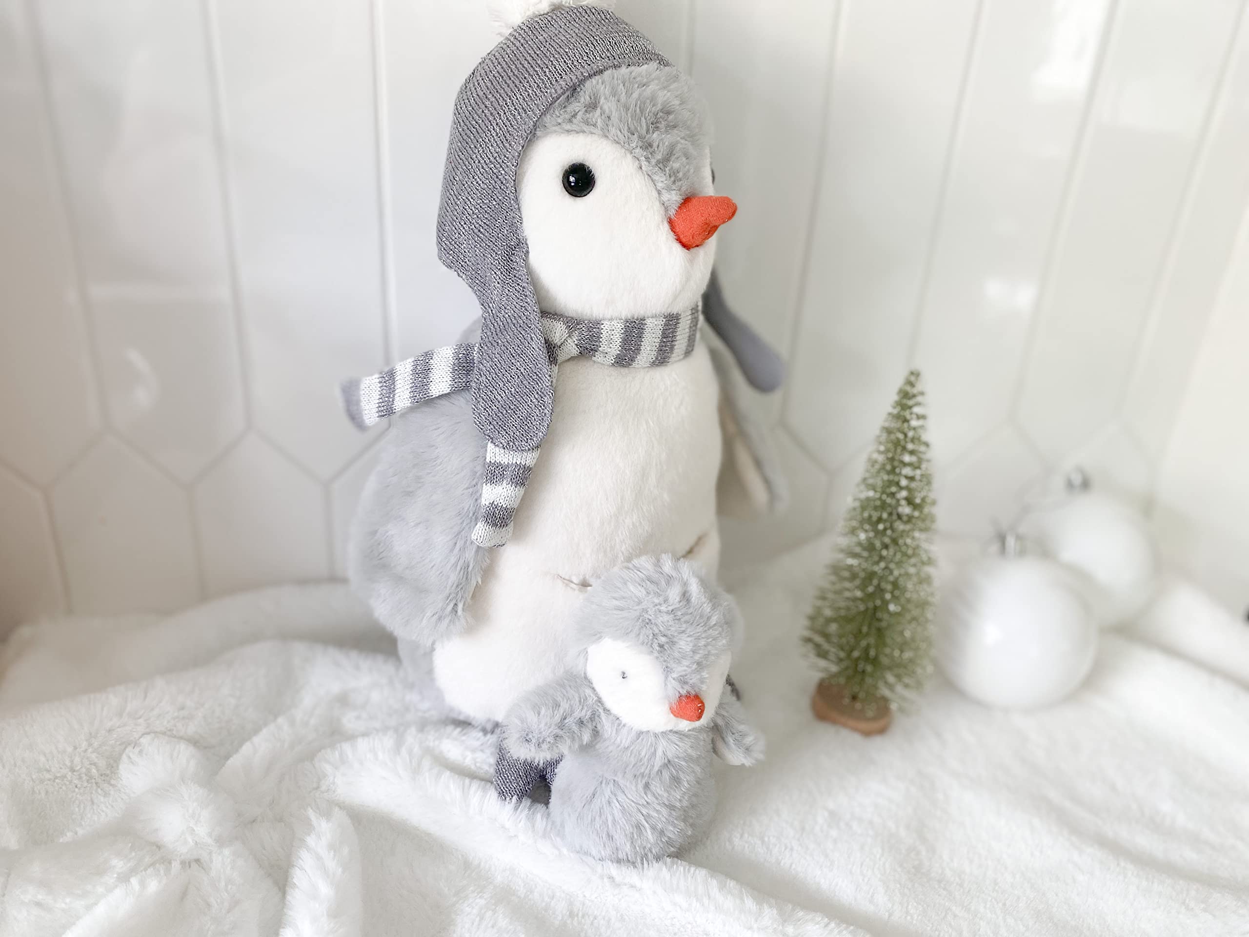 MON AMI Pebble The Penguin Stuffed Animal with Baby 14”, Soft & Cuddly Plush Penguin, Use as Toy/Nursery Room Décor, Great Gift for Kids of All Ages