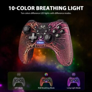 Tenvoonl Wreless Switch Controllers, Hand-held units for playing electronic games with 10-Color Adjustable LED Lights/Unique Appearance/Adjustable Vibration/Turbo(Black)