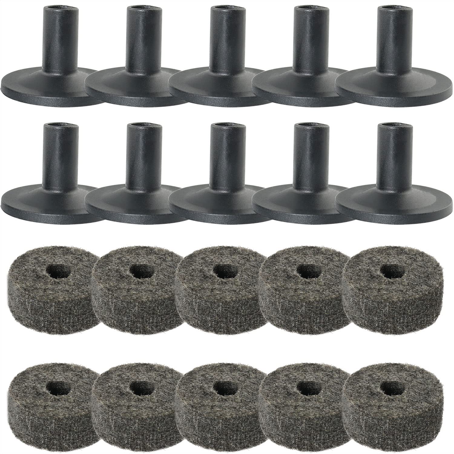 MEETOOT 10 Sets Cymbal Stand Felt Washer Gray Drum Cymbal Stand Sleeves Drumset Kit Accessories