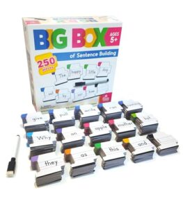 carson dellosa 250-piece big box of sentence building for kids, sight word game with dry erase marker and color-coded sight words and punctuation cards, speech therapy toys for toddlers