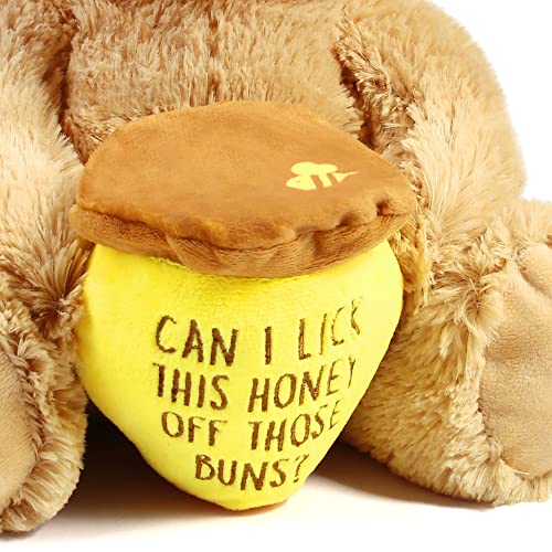 BenBen Teddy Bear for Girlfriend, 10 inch Teddy Bear Stuffed Animal with Honey Pot, Funny Plush Bear Toy Gift for Her, Women, Wife on Christmas Valentine's Day Anniversary