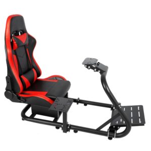 Supllueer Sim Racing Cockpit Stand with Red Playseat fit for Logitech,Fanatec,Thrustmaster, G29 G27 G920 G923 T300, Racing Simulator Cockpit Frame Racing Seat, Wheel Pedal Handbrake Not Included