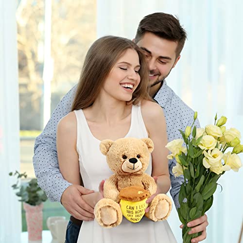 BenBen Teddy Bear for Girlfriend, 10 inch Teddy Bear Stuffed Animal with Honey Pot, Funny Plush Bear Toy Gift for Her, Women, Wife on Christmas Valentine's Day Anniversary