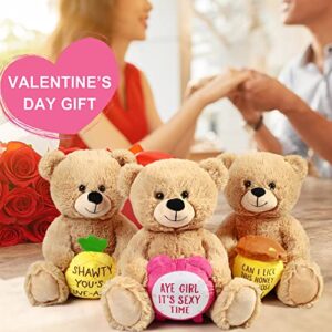 BenBen Teddy Bear for Girlfriend, 10 inch Teddy Bear Stuffed Animal with Honey Pot, Funny Plush Bear Toy Gift for Her, Women, Wife on Christmas Valentine's Day Anniversary