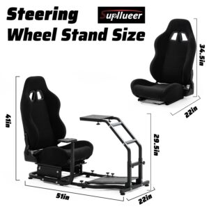 Supllueer Racing Simulator Cockpit with Black Racing Seat Fit for Logitech G29 G923 G920,ThrustmasterT248 T300RS TX F458 T-GT T128, Adjustable Racing Wheel Stand No Wheel Pedal Shifter