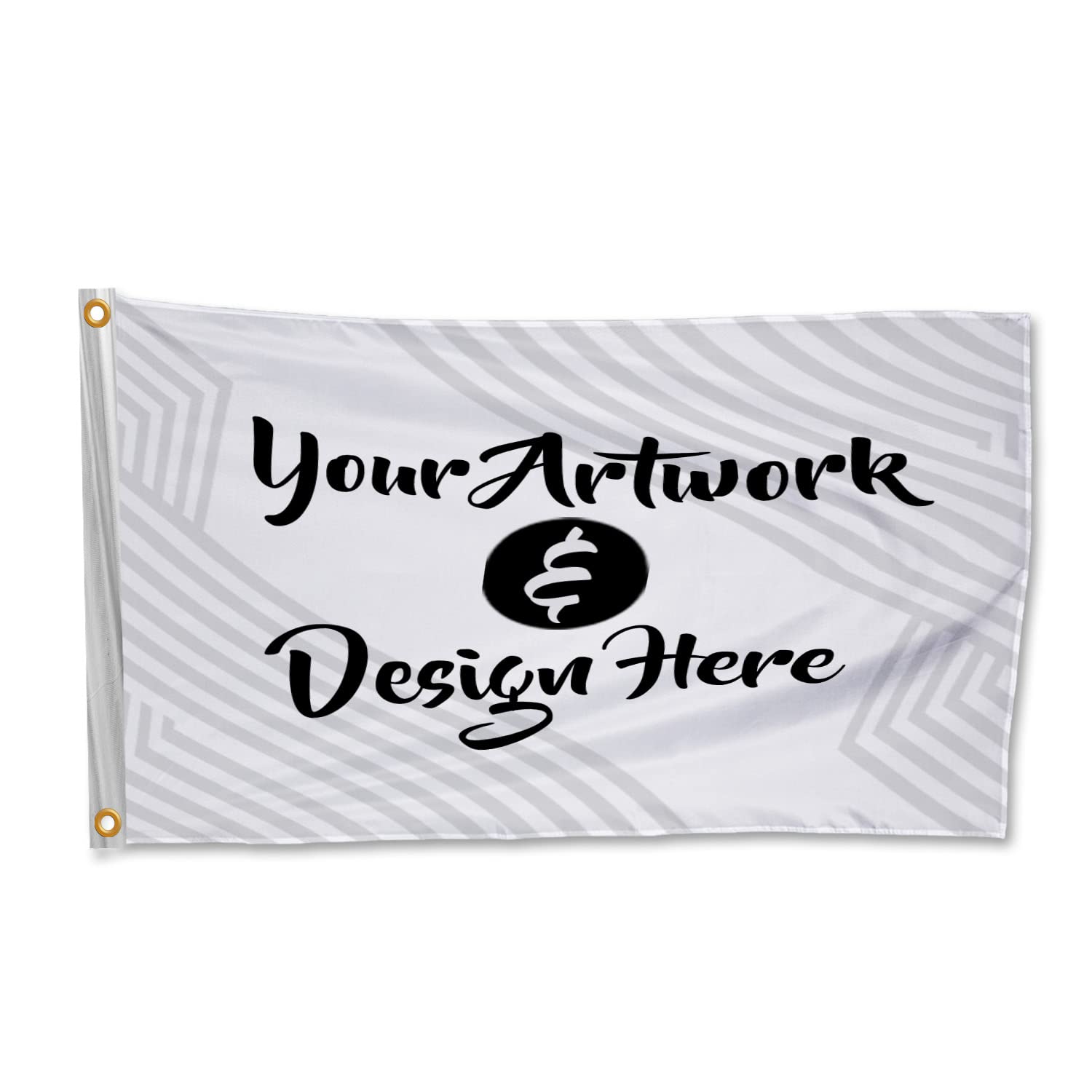 BannerBuzz Custom Rectangle Flag, Polyester Fabric, Multi purpose Outdoor Indoor use, Pole Pocket or Metal Grommets Option - Flag Only (Size:- 8' W X 5' H, Double Side Printing)