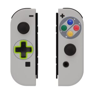 eXtremeRate SFC SNES Classic EU Style Joycon Housing Shell (D-Pad Version) with Colorful Buttons for Nintendo Switch, Replacement Faceplate for Nintendo Switch Dock – Joy-Con Dock NOT Included