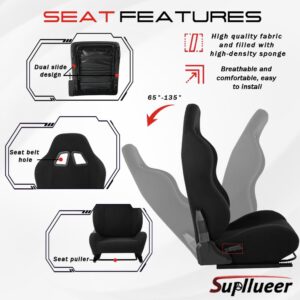 Supllueer Sim Racing Cockpit Black Racing Seat Wheel Stand with 2 Arms Support Fit for Logitech/Thrustmaster/Fanatec G25 G27 G29 G920 TX T300 V9, Racing Simulator Frame, No Wheel Pedal Shifter