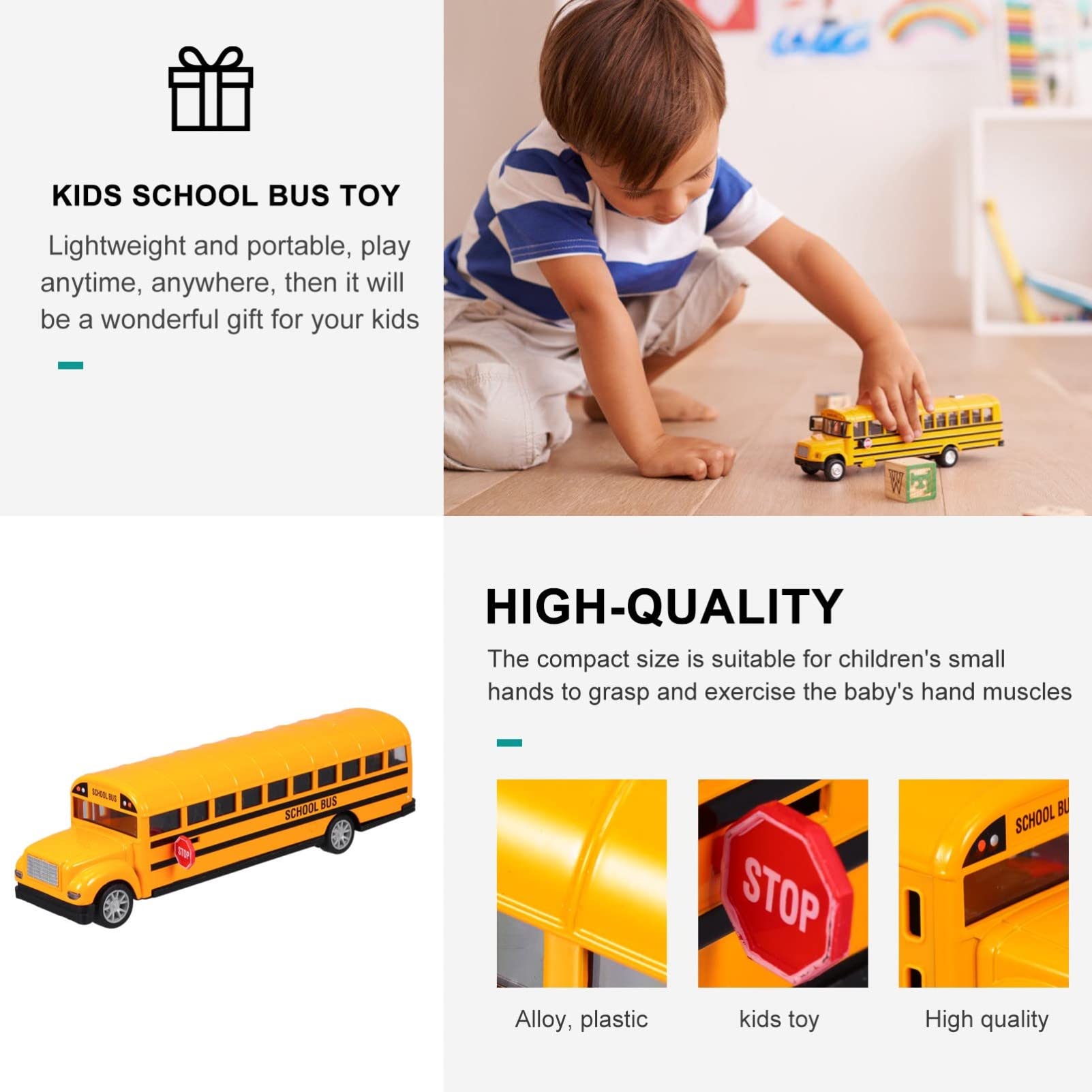 Operitacx 1pc School Bus Toy Car Kids Car Toy Kids School Bus Toy School Bus Model Toy Kids Bus Toy Car Toy for Kids Pull Back Bus Pull Back Toy School Bus Alloy Toy Alloy Car for Kids