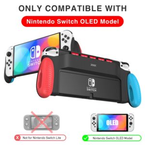 MEQI Grip Case Compatible with Nintendo Switch OLED, Unique Upgraded Designed with 5 Game Slots Comfortable & Ergonomic Grip Switch Accessories